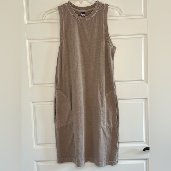 Old Navy Cotton Sleeveless Shift Dress Pockets Mocha Latte Size S Casual Comfy - Picture 1 of 11